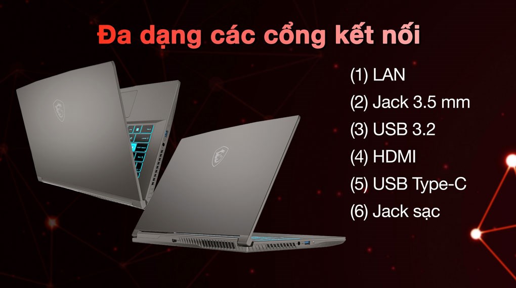 Laptop MSI Gaming Thin 15 B12UC - 2045VN (i5 12450H, 16GB, 512GB, RTX 3050 4GB, Full HD 144Hz, Win11)