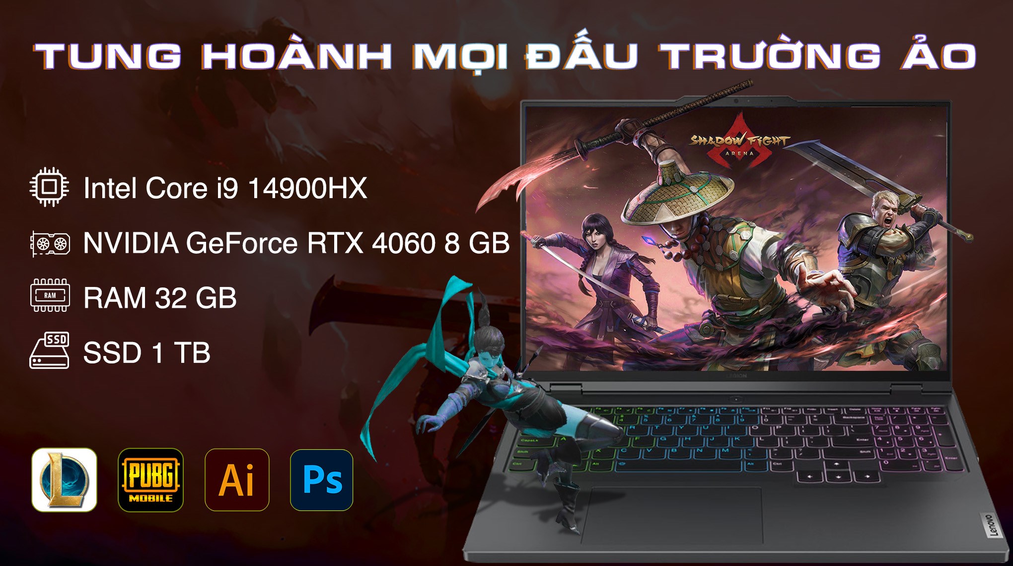 Laptop Lenovo Gaming Legion Pro 5 16IRX9 - 83DF0047VN (i9 14900HX, 32GB, 1TB, RTX 4060 8GB, WQXGA 240Hz, Win11)