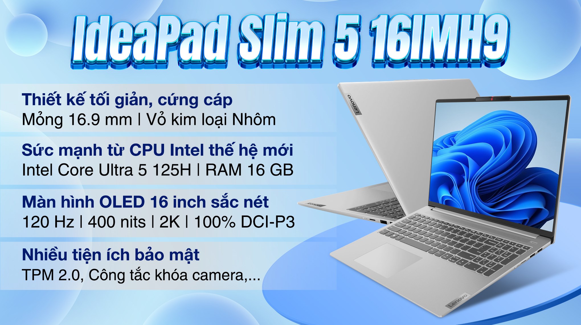 Laptop Lenovo Ideapad Slim 5 16IMH9 Ultra 5 125H/16GB/512GB/120Hz/Win11 (83DC001RVN)