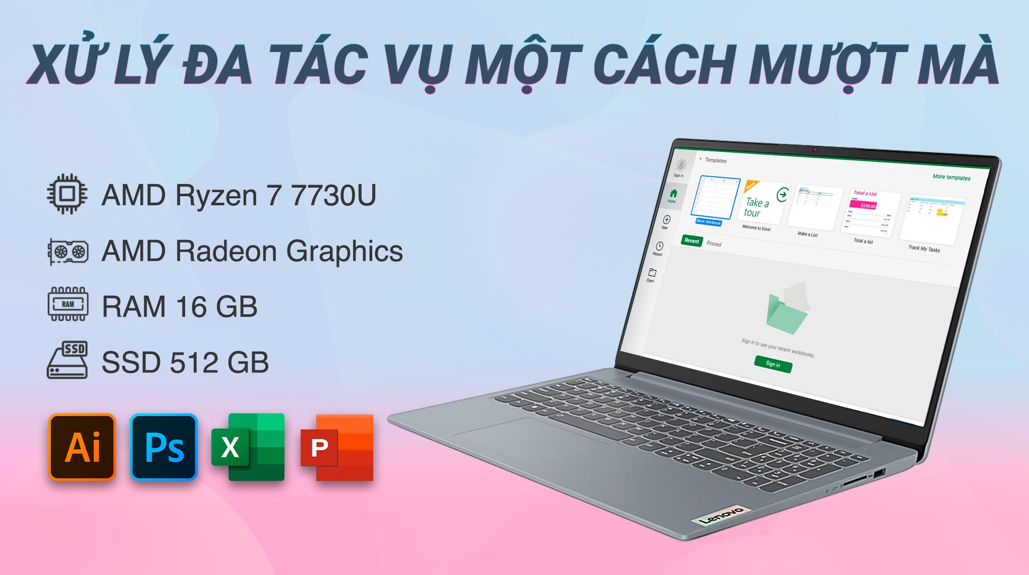 Laptop Lenovo Ideapad Slim 3 15ABR8 R7 7730U/16GB/512GB/Win11 (82XM00EHVN)