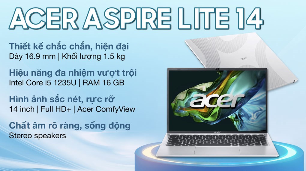 Laptop Acer Aspire Lite 14 51M 59BN i5 1235U/16GB/512GB/Win11 (NX.KTXSV.001)