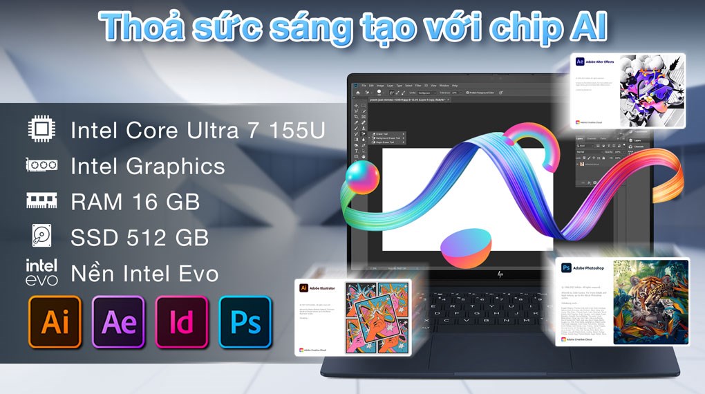 Laptop HP Envy x360 14 fc0089TU - A19BZPA (Ultra 7 155U, 16GB, 512GB, 2.8K OLED, Cảm ứng, Win11)