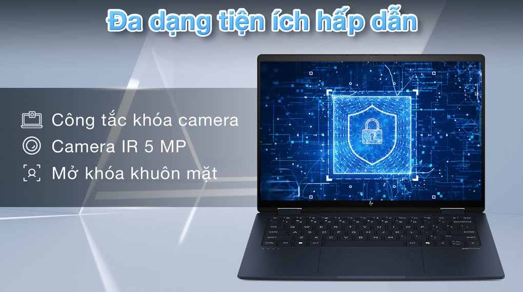 Laptop HP Envy x360 14 fc0089TU Ultra 7 155U tích hợp việc nhận diện và mở khóa khuôn mặt, giúp tăng cường khả năng bảo mật