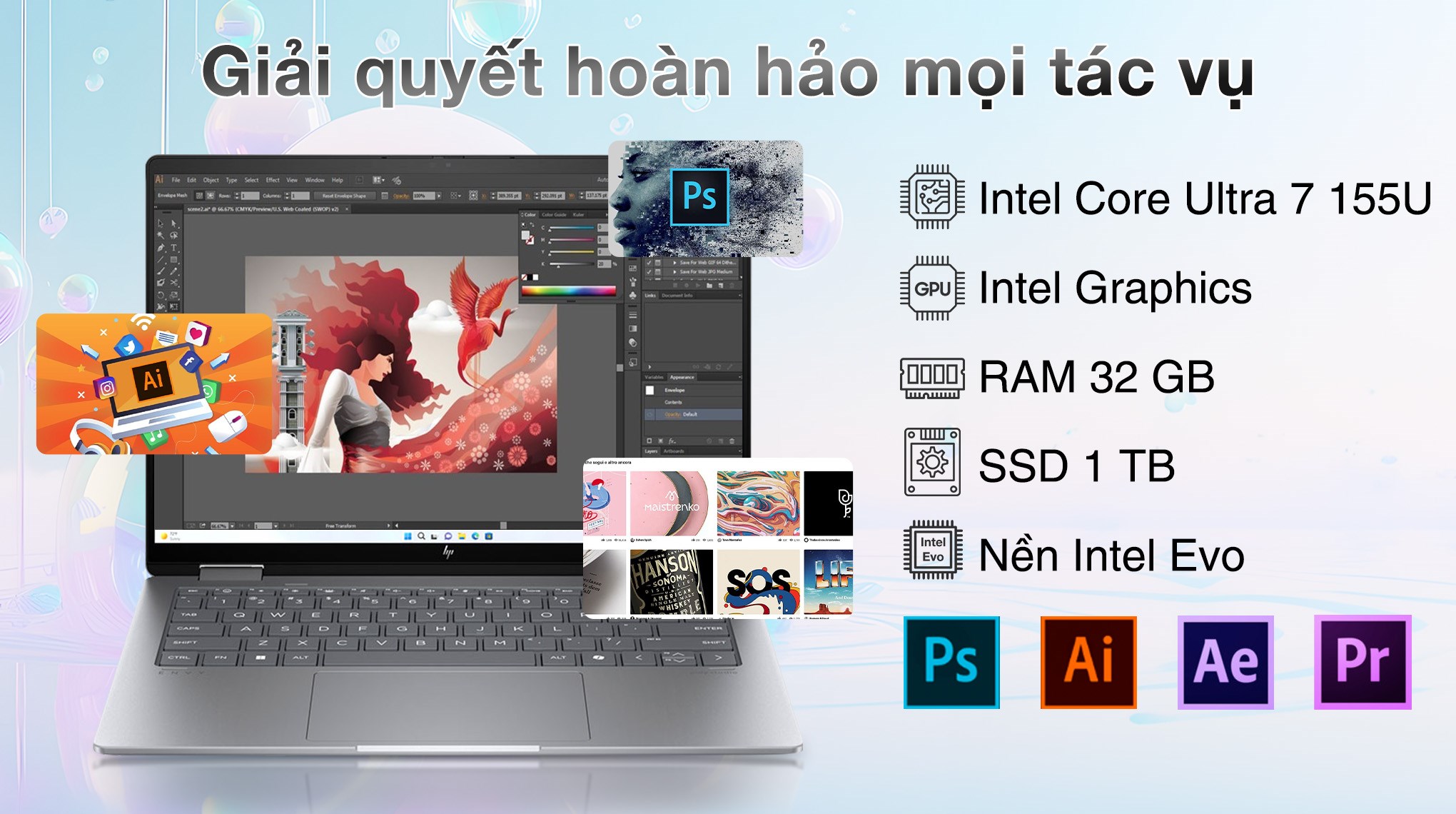 Laptop HP Envy X360 14 fc0084TU Ultra 7 155U/32GB/1TB/Win11 (A19BTPA)