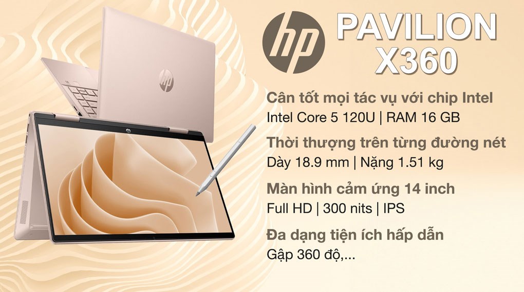 Laptop HP Pavilion X360 14 ek2024TU - 9Z2V6PA (Core 5 120U, 16GB, 512GB, Full HD, Cảm ứng, Win11)