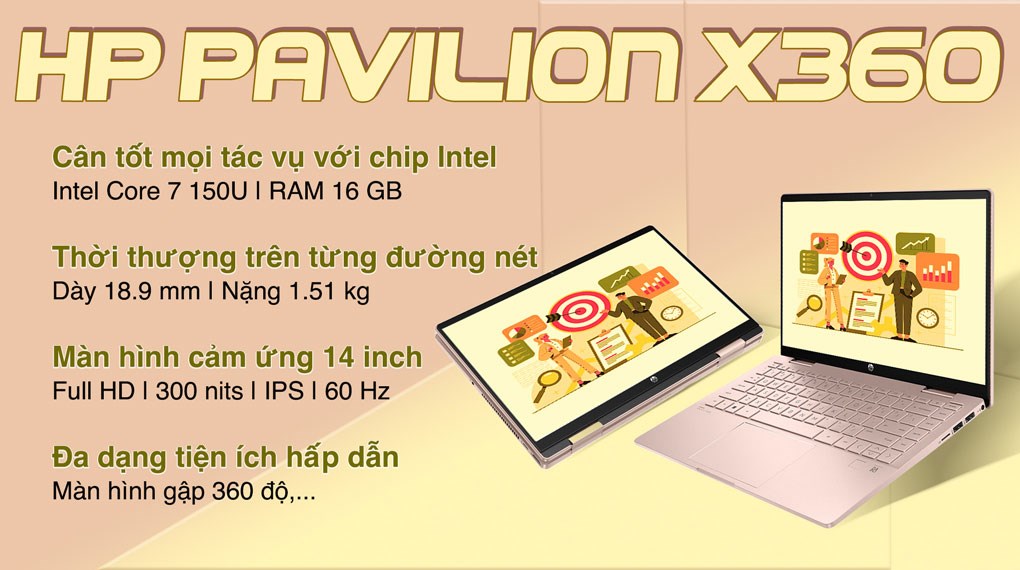 Laptop HP Pavilion X360 14 ek2027TU Core 7 150U/16GB/512GB/Touch/Pen/Win11 (9Z2V9PA)