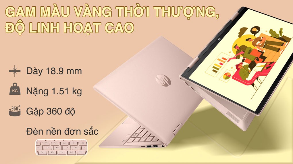 Laptop HP Pavilion X360 14 ek2027TU - 9Z2V9PA (Core 7 150U, 16GB, 512GB, Full HD, Cảm ứng, Win11)