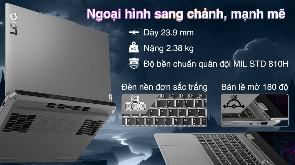 Laptop Lenovo Gaming LOQ 15ARP9 - 83JC0040VN (R7 7435HS, 24GB, 512GB, RTX 4050 6GB, Full HD 144Hz, Win11)