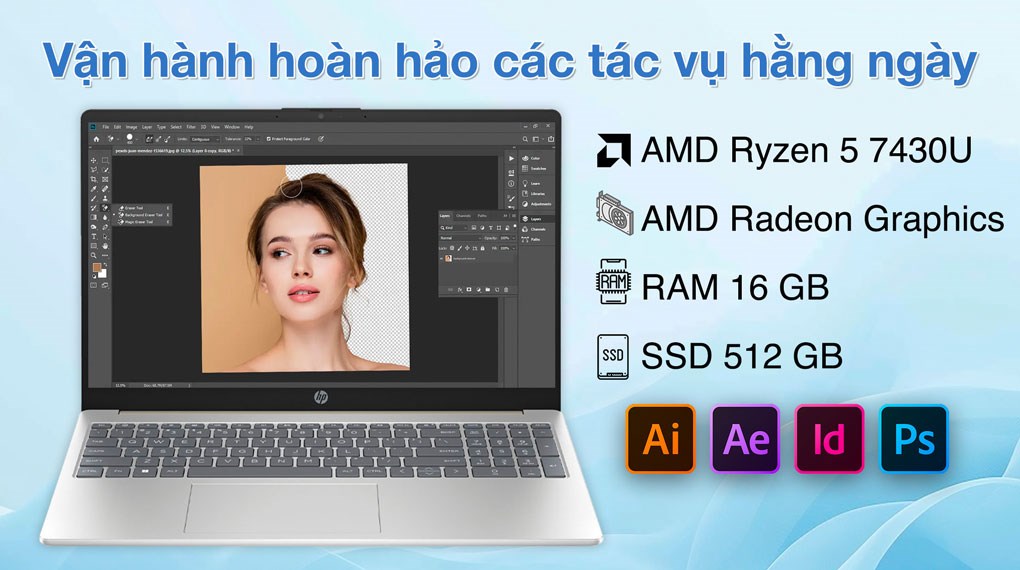 Laptop HP 15 fc0085AU - A6VV8PA (R5 7430U, 16GB, 512GB, Full HD, Win11)