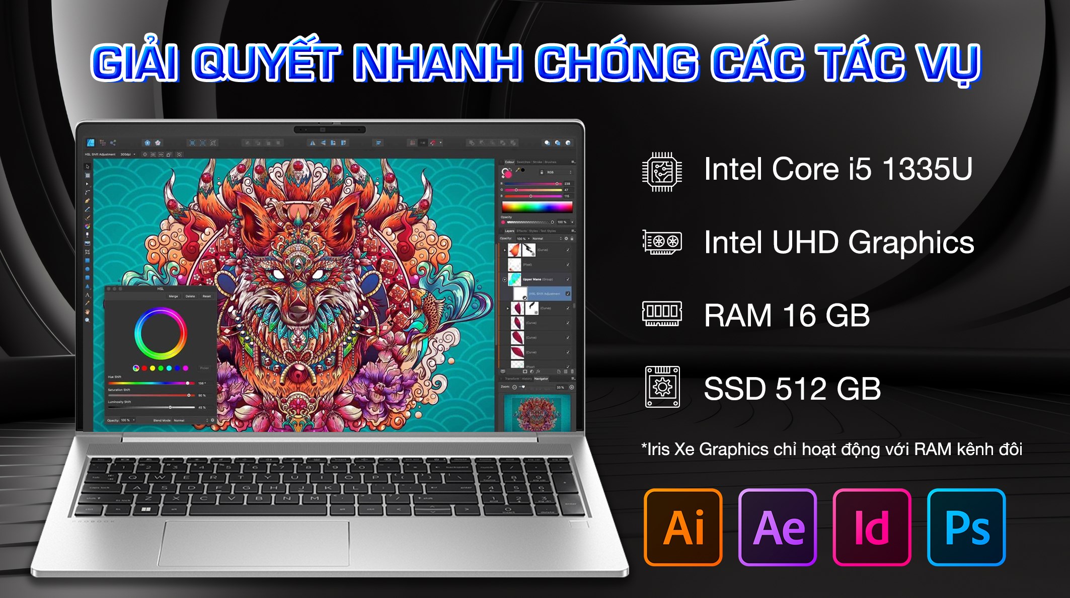 Laptop HP Probook 450 G10 - 9H1N5PT (i5 1335U, 16GB, 512GB, Full HD, Win11)