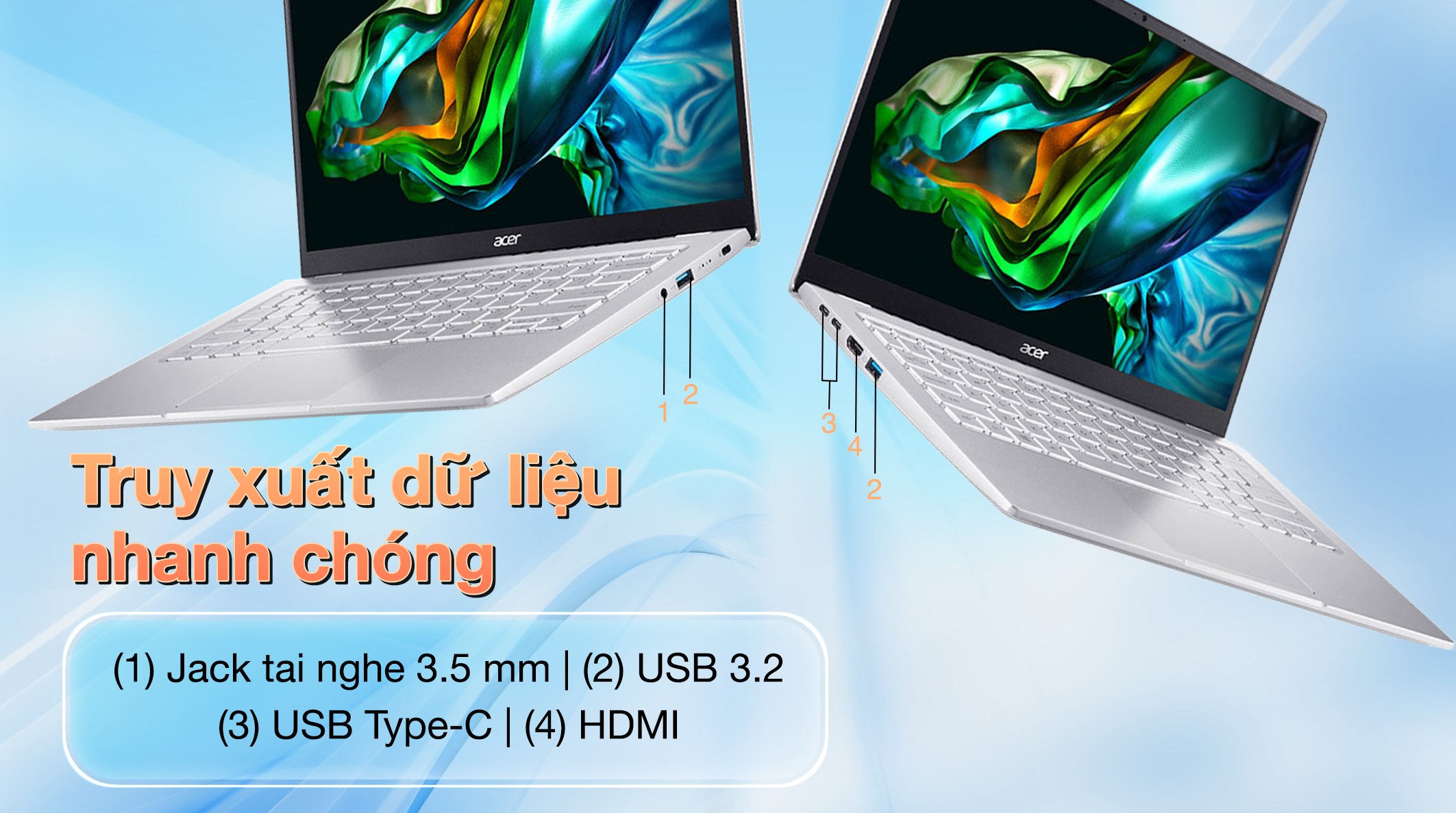 Laptop Acer Swift Go 14 41 R251 - NX.KG3SV.005 (R5 7430U, 16GB, 1TB, Full HD, Win11)