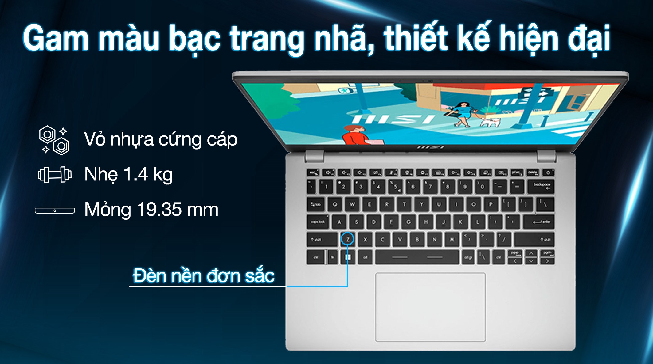 Laptop MSI Modern 14 C13M - 611VN (i5 1335U, 16GB, 512GB, Full HD, Win11)