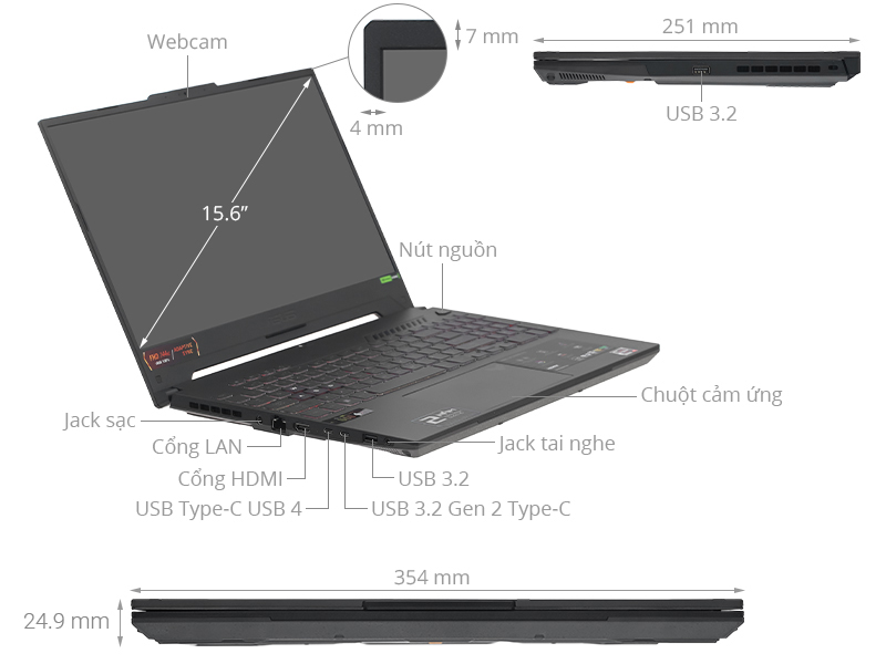 Asus TUF Gaming A15 FA507NVR - LP007W (R7 7435HS, 16GB, 512GB, RTX 4060 8GB, Full HD 144Hz, Win11)