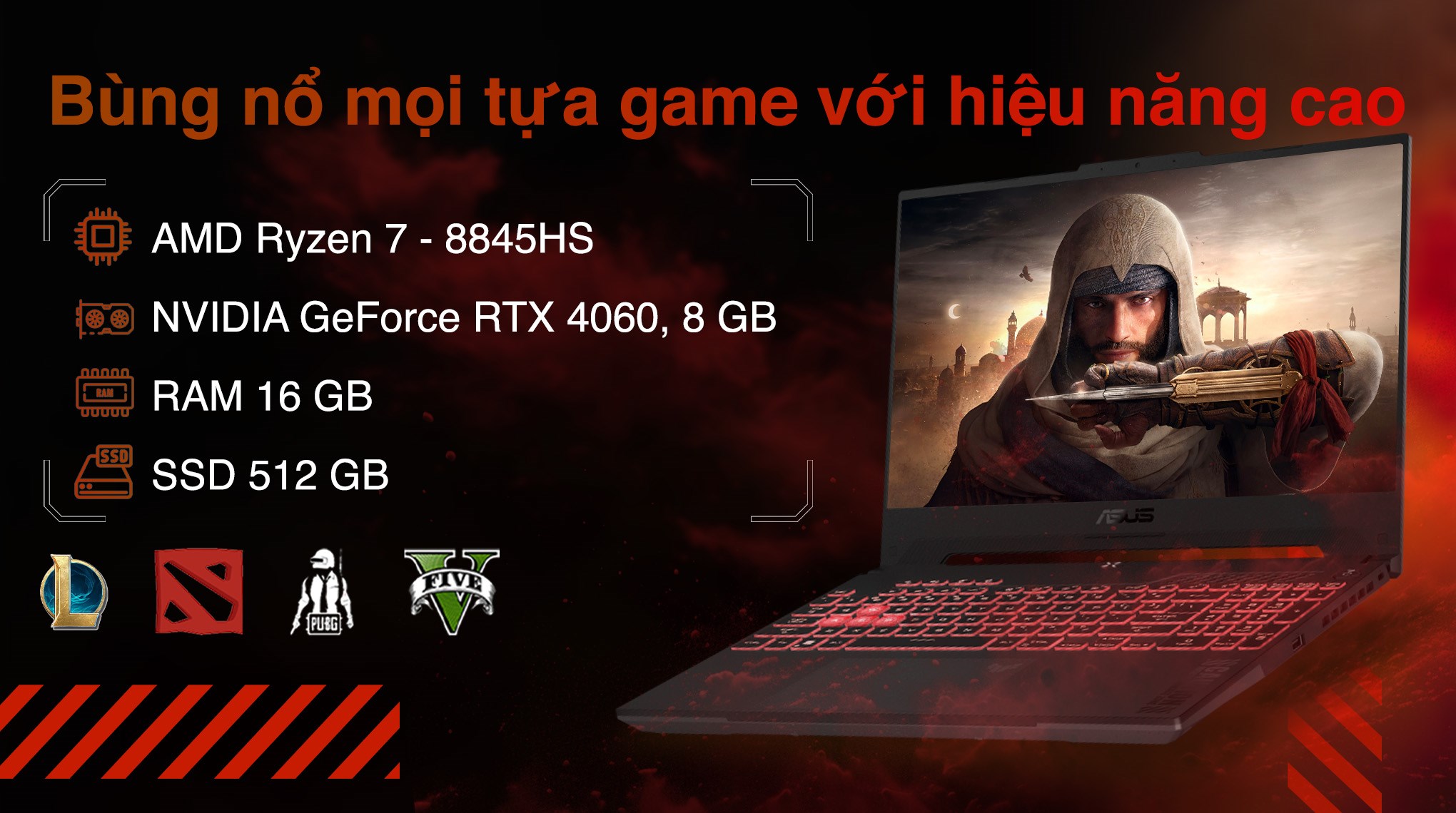 Laptop ASUS TUF Gaming A15 FA507UV R7 8845HS/16GB/512GB/8GB RTX4060/144Hz/Win11 (LP142W)