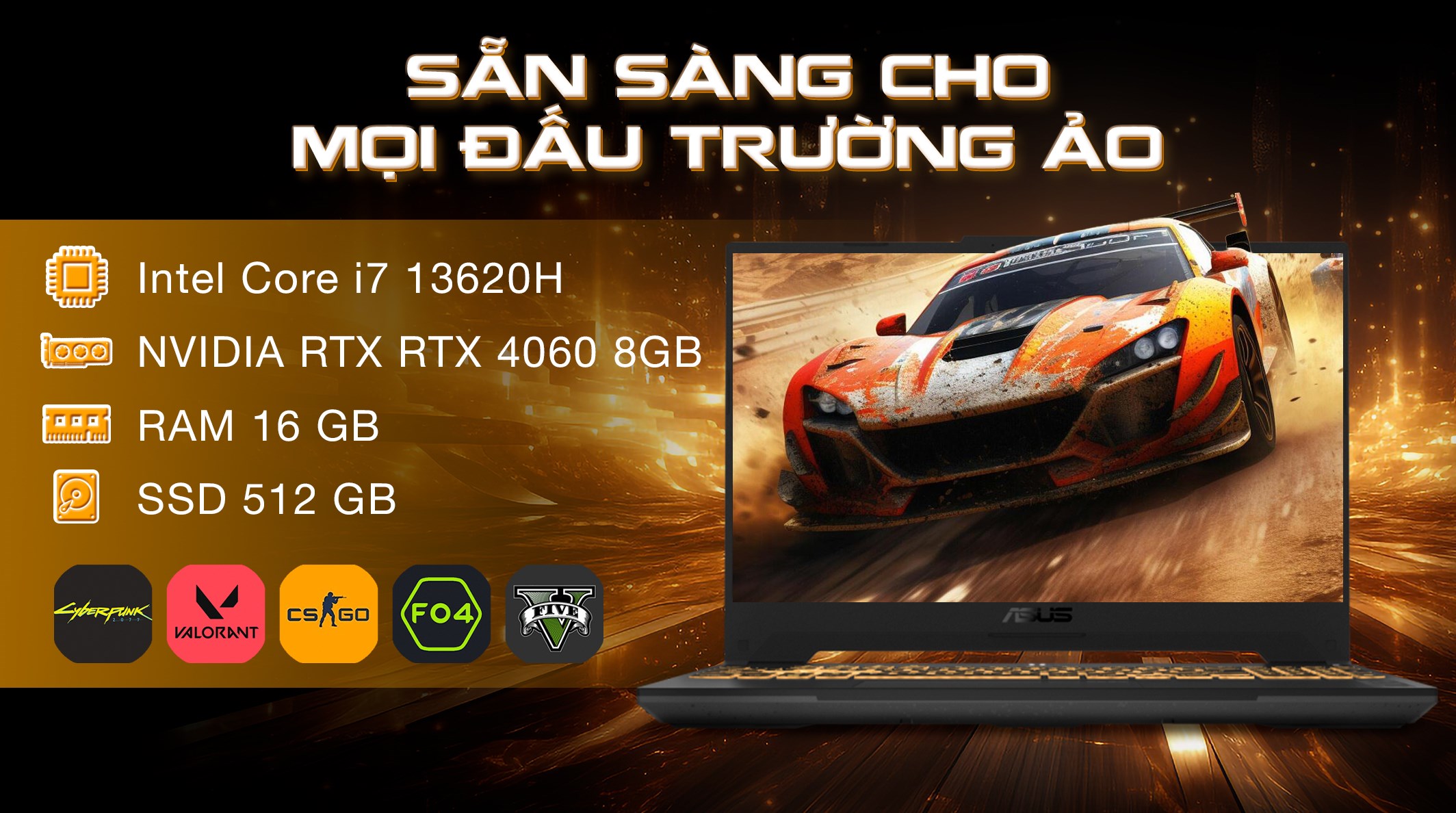 Laptop Asus TUF Gaming F15 FX507VV - LP151W (i7 13620H, 16GB, 512GB, RTX 4060 8GB, Full HD 144Hz, Win11)