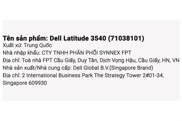 Laptop Dell Latitude 3540 i5 1335U/16GB/512GB/Win11 (71038101) Màu Xám