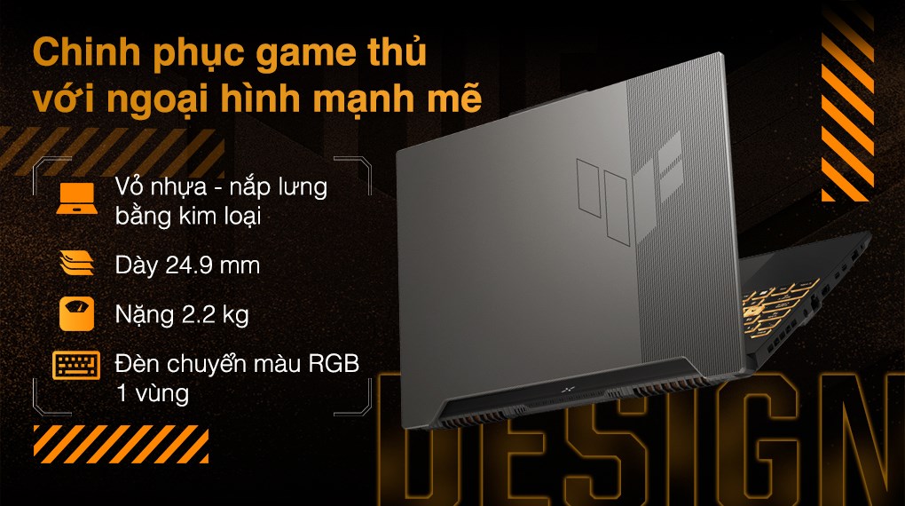 Laptop Asus TUF Gaming F15 FX507ZC4 - HN181W (i7 12700H, 16GB, 512GB, RTX 3050 4GB, Full HD 144Hz, Win11)