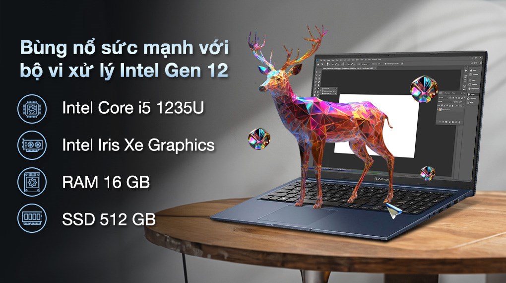 Laptop Asus Vivobook 15 X1504ZA - NJ1546W (i5 1235U, 16GB, 512GB, Full HD, Win11)