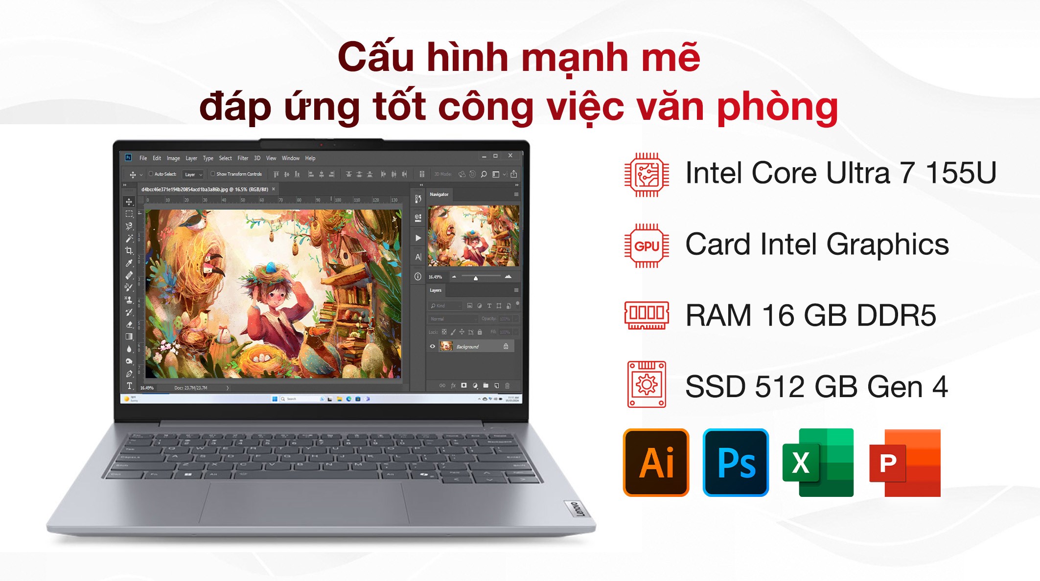 Laptop Lenovo ThinkBook 14 - 21MR0072VN (Ultra 7 155U, 16GB, 512GB, WUXGA, Win11)