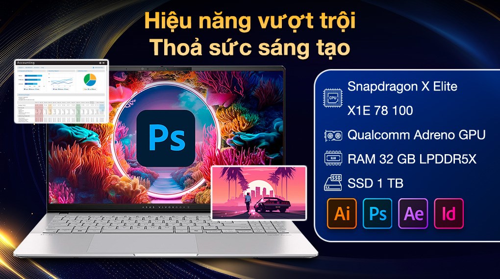 Laptop Asus Vivobook S 15 S5507QA X1E 78 100/32GB/1TB/OfficeHS/Win11 (MA089WS)