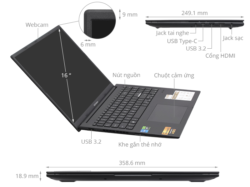 Asus Gaming Vivobook K3605ZF - RP745W (i5 12500H, 16GB, 512GB, RTX 2050 4GB, WUXGA 144Hz, Win11)