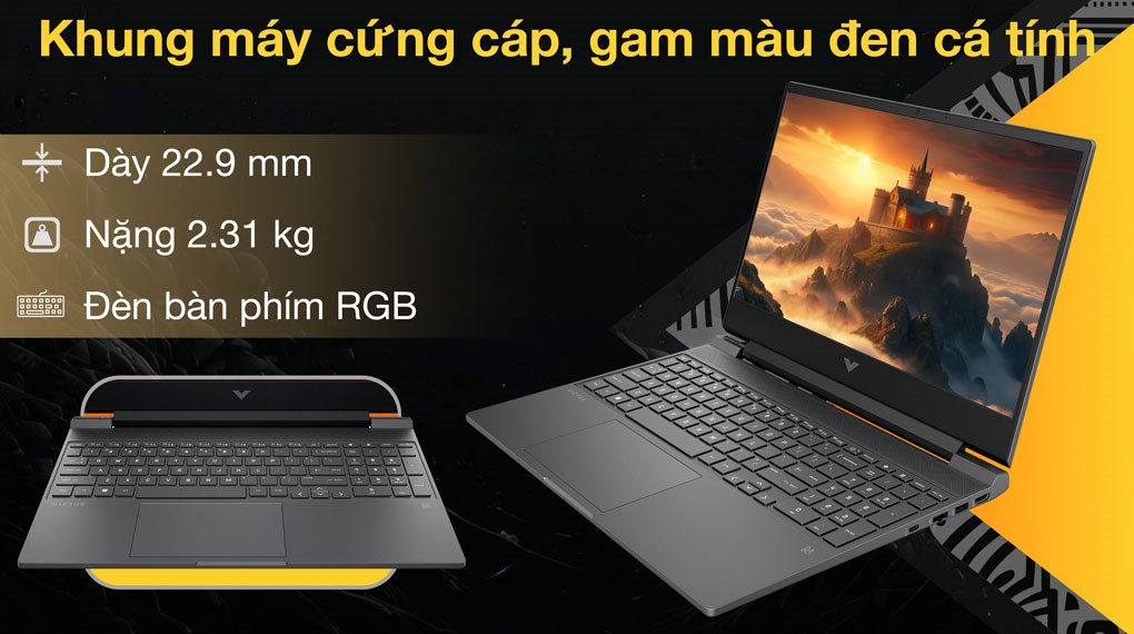 Laptop HP Gaming VICTUS 16 s0173AX - A9LG9PA (R5 7640HS, 16GB, 512GB, RTX 3050 6GB, Full HD 144Hz, Win11)