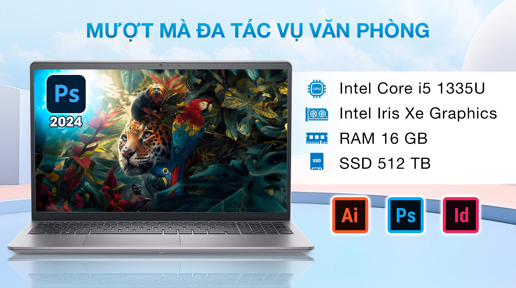 Laptop Dell Vostro 3530 - 80GG93 (i5 1335U, 16GB, 512GB, 15.6"F, 120Hz, OfficeHS, Win11)