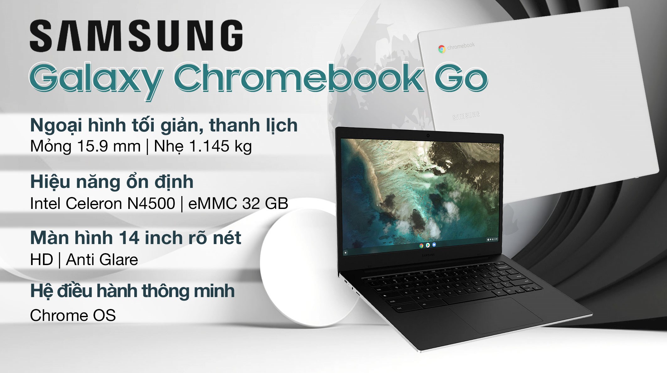 Laptop Samsung Galaxy Chromebook Go XE340XDA N4500/4GB/32GB/ChromeOS