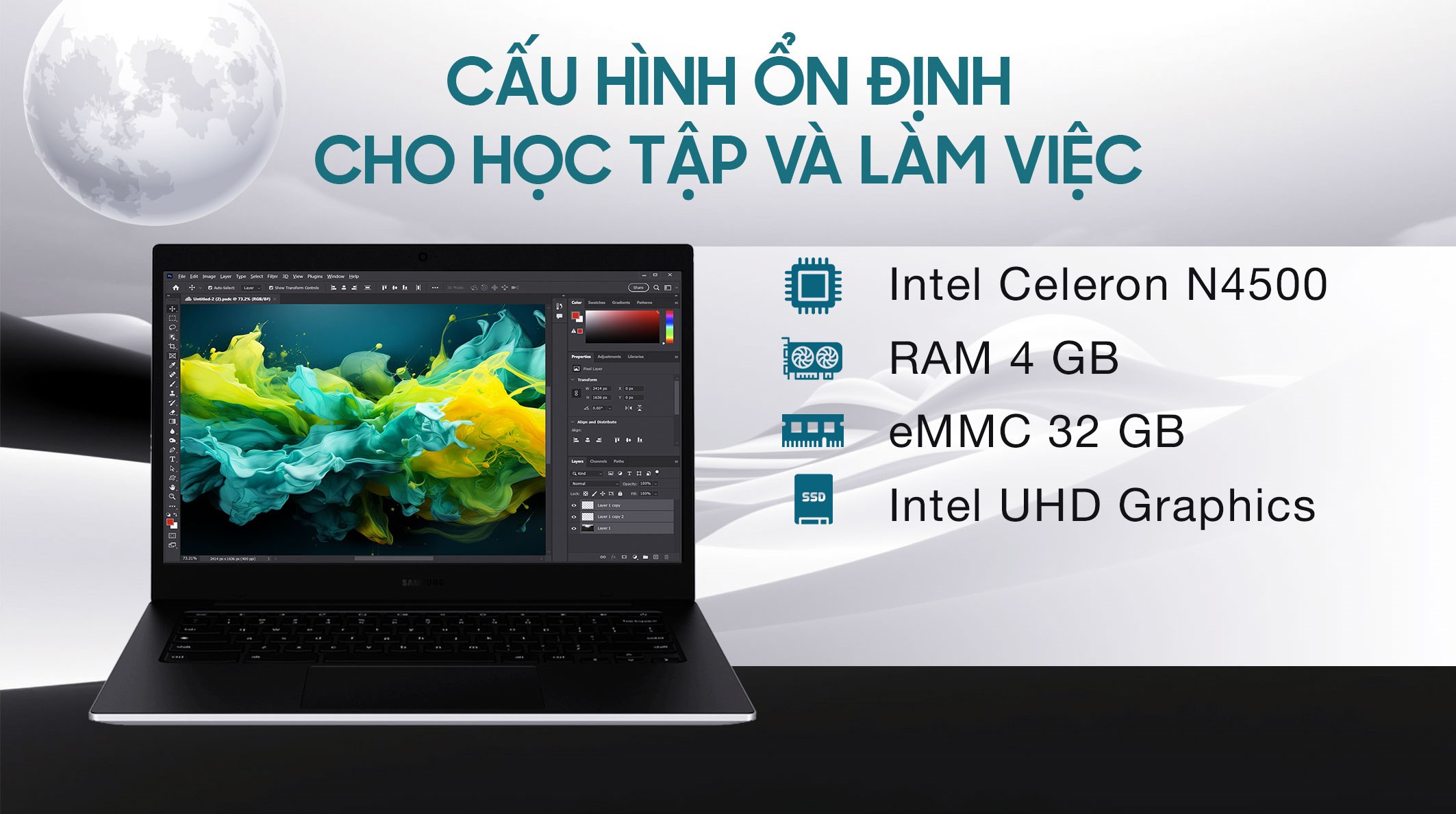 Laptop Samsung XE340XDA-KA1VN (N4500, 4GB, 32GB, HD, ChromeOS)