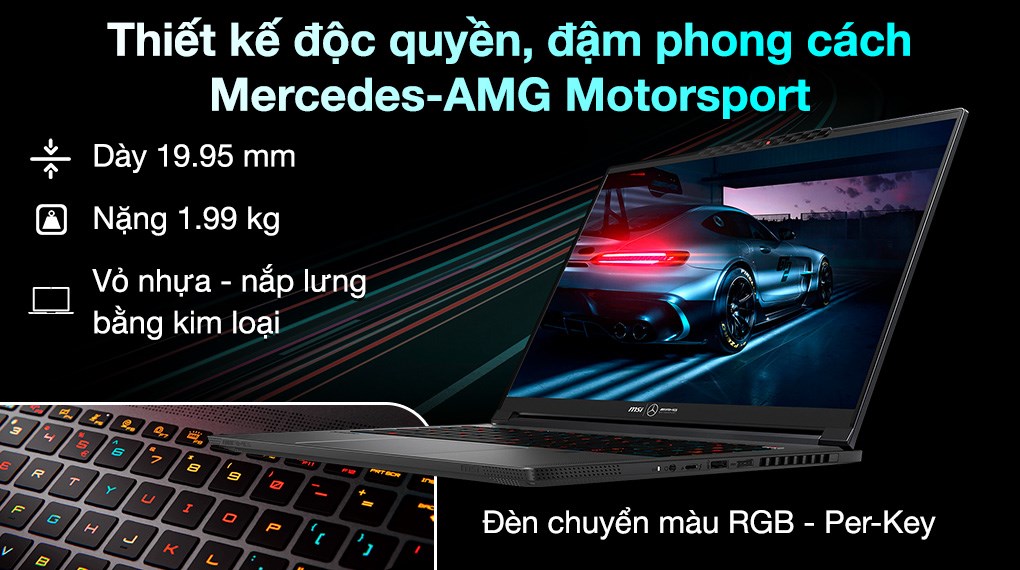 Laptop MSI Gaming Stealth 16 Mercedes AMG A1VGG - 293VN (Ultra 9 185H, 32GB, 2TB, RTX 4070 8GB, WQXGA+ OLED 240Hz, Win11)