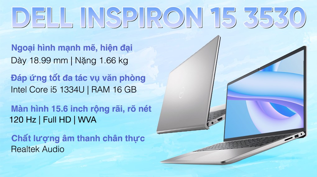 Laptop Dell Inspiron 15 3530 i5 1334U/16GB/512GB/120Hz/OfficeHS/KYHD/Win11 (71043885)