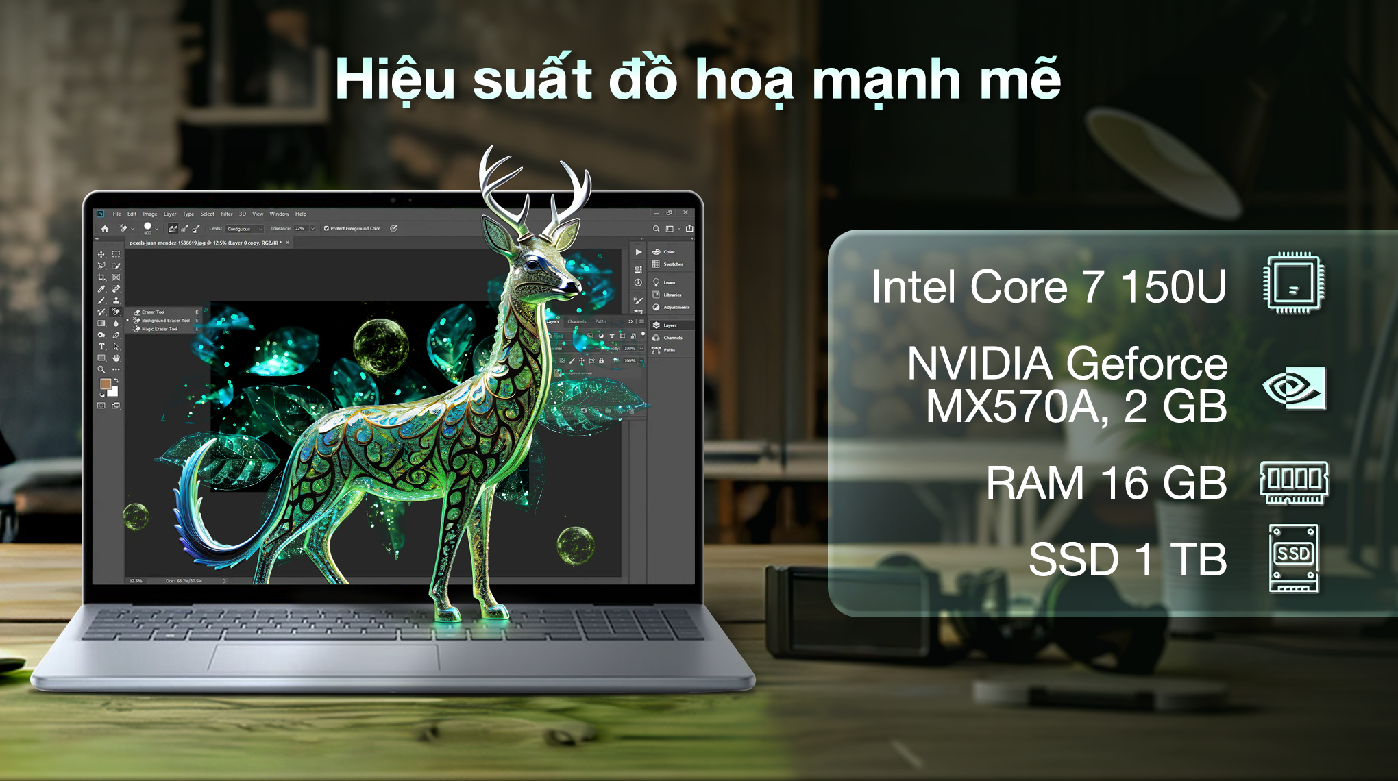 Laptop Dell Inspiron 16 5640 - KHPF5 (Core 7 150U, 16GB, 1TB, MX570A 2GB, Full HD+ OfficeHS, Win11)