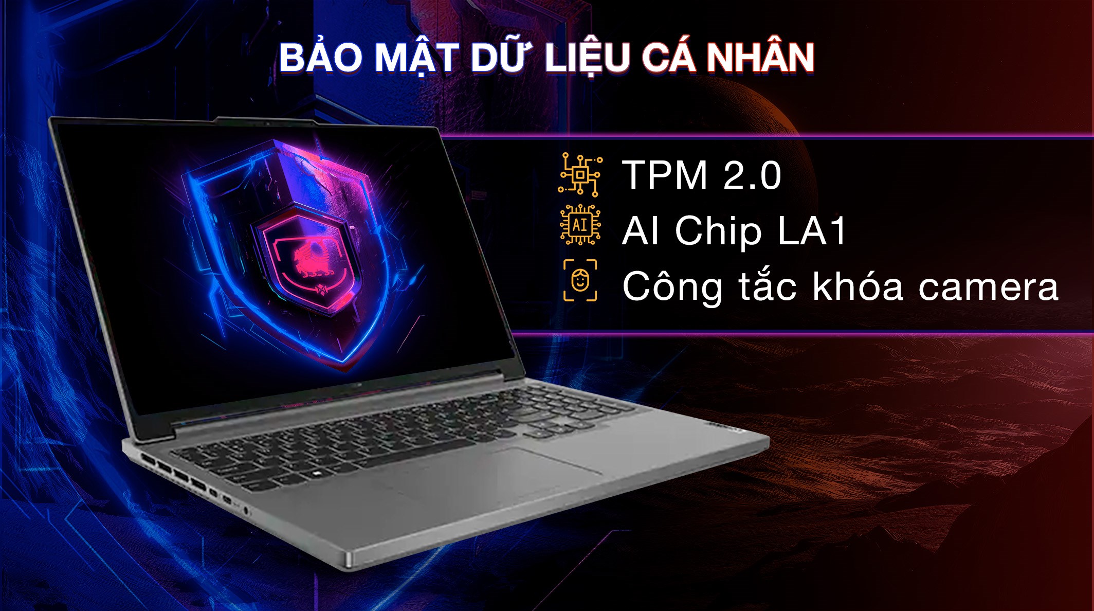 Laptop Lenovo Gaming Legion Slim 5 16AHP9 R7 8845HS/32GB/1TB/8GB RTX4060/165Hz/Win11 (83DH003BVN)