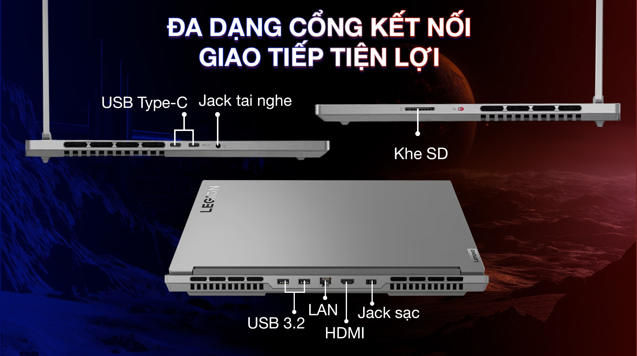 Laptop Lenovo Gaming Legion Slim 5 16AHP9 R7 8845HS/32GB/1TB/8GB RTX4060/165Hz/Win11 (83DH003BVN)