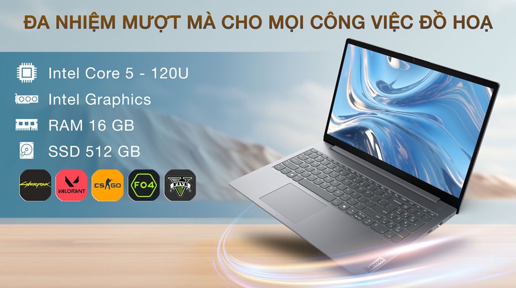 Laptop Lenovo V15 G5 IRL - 83HF0000VN (Core 5 120U, 16GGB, 512GB, Full HD, Win11)