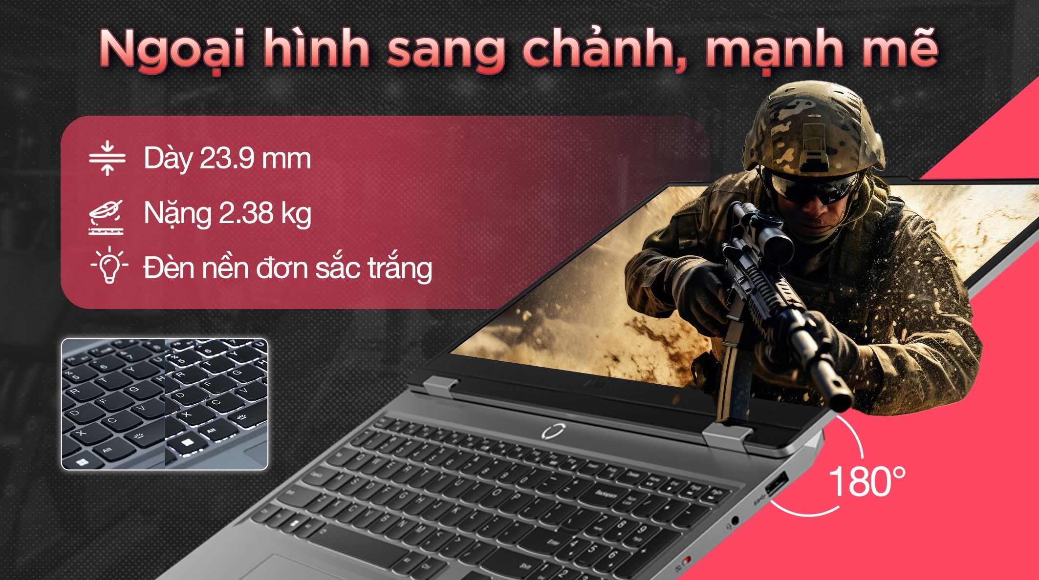 Laptop Lenovo Gaming LOQ 15ARP9 R7 7435HS/24GB/512GB/8GB RTX4060/144Hz/Win11 (83JC003YVN)