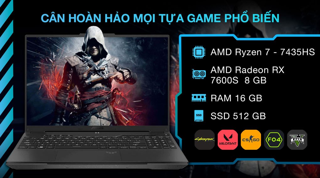 Laptop Asus TUF Gaming A16 FA617NSR R7 7435HS/16GB/512GB/8GB RX7600S/144Hz/Win11 (RL100W)