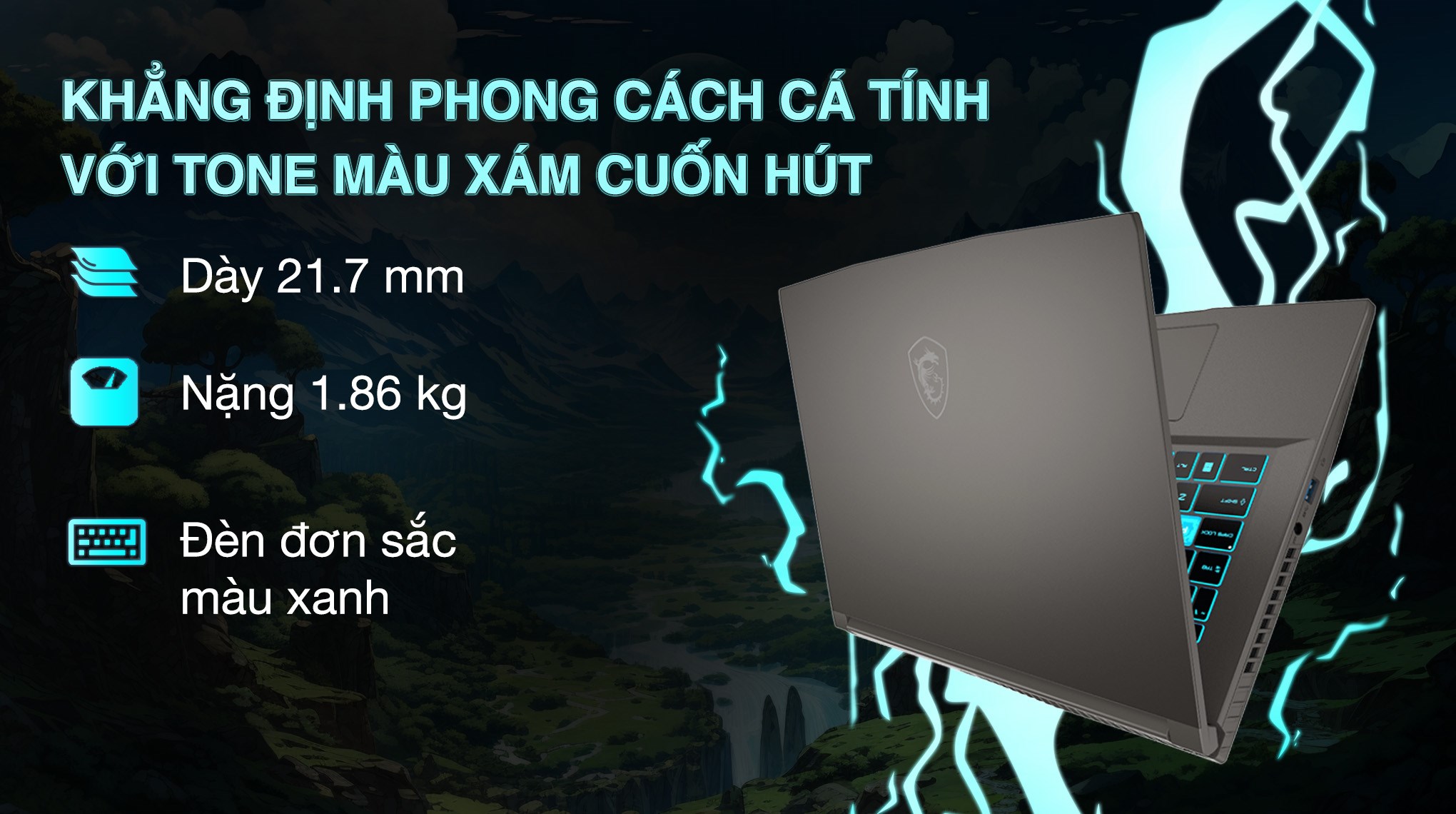 Laptop MSI Gaming Thin 15 B13UCX - 2080VN (i5 13420H, 16GB, 512GB, RTX 2050 4GB, Full HD 144Hz, Win11)