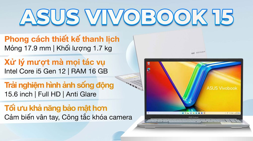 Laptop Asus Vivobook 15 X1504ZA i5 1235U/16GB/512GB/Win11 (NJ1608W)