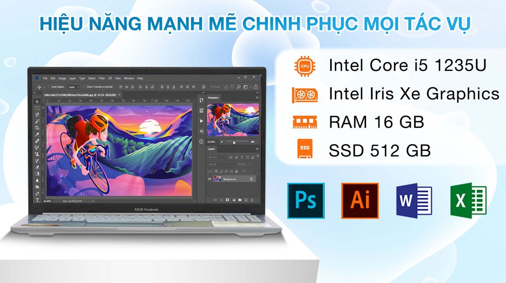 Laptop Asus Vivobook 15 X1504ZA i5 1235U (NJ1608W) - Cấu hình