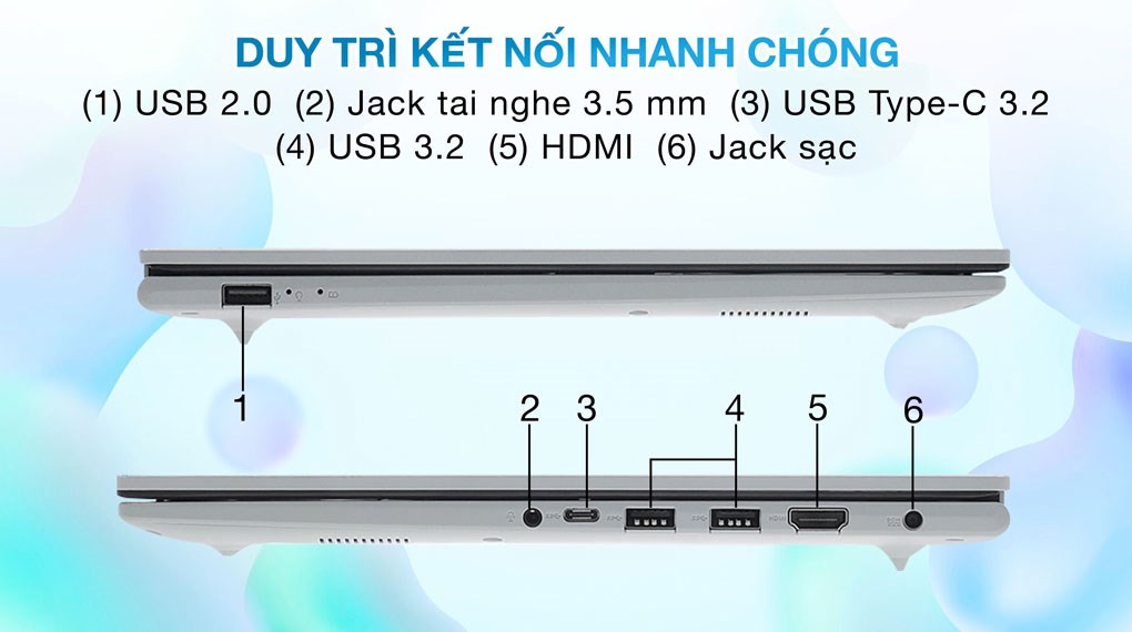 Laptop Asus Vivobook 15 X1504ZA i5 1235U (NJ1608W) - Cổng kết nối