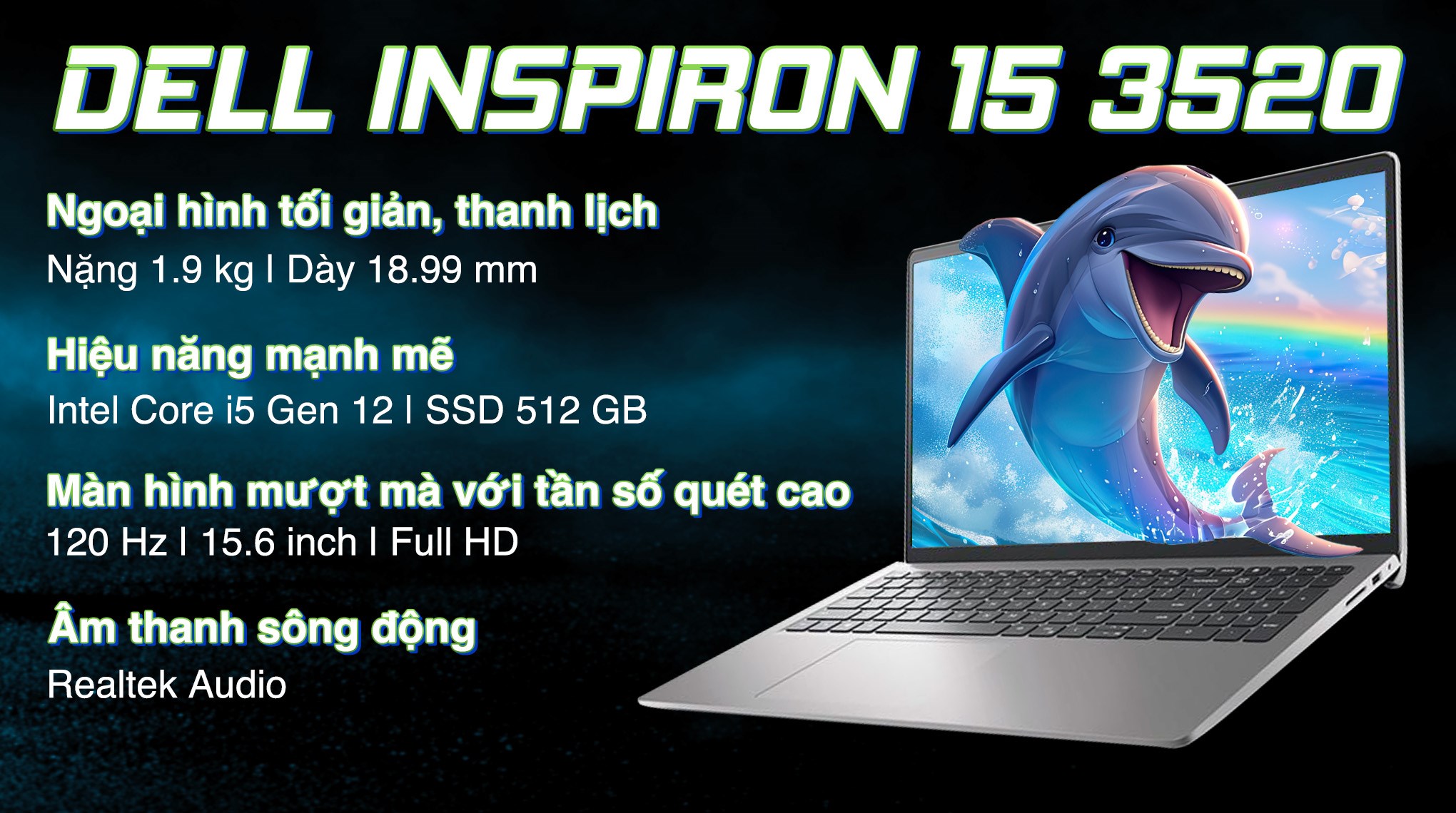 Laptop Dell Inspiron 15 3520 i5 1235U/8GB/512GB/120Hz/OfficeHS/Win11 (N3520-i5U085W11SLU)