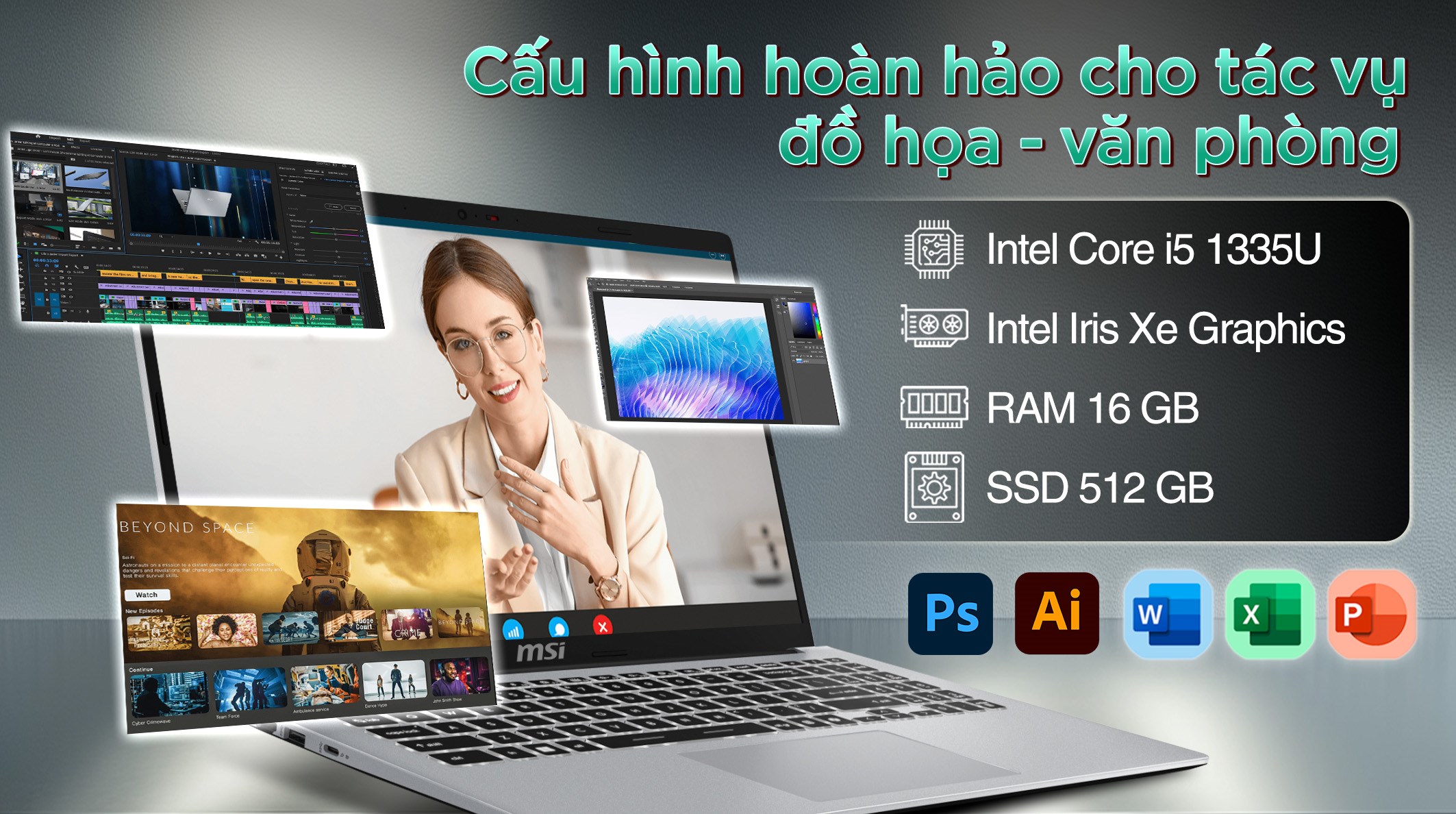 Laptop MSI Modern 15 F13MG - 082VN (i5 1335U, 16GB, 512GB, Full HD, Win11)