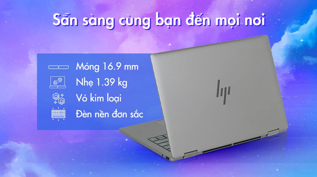 Laptop HP Envy x360 14 fc0162TU - AY8X1PA (Ultra 5 125U, 16GB, 512GB, 2.8K OLED, Cảm ứng, OfficeHS, Win11)