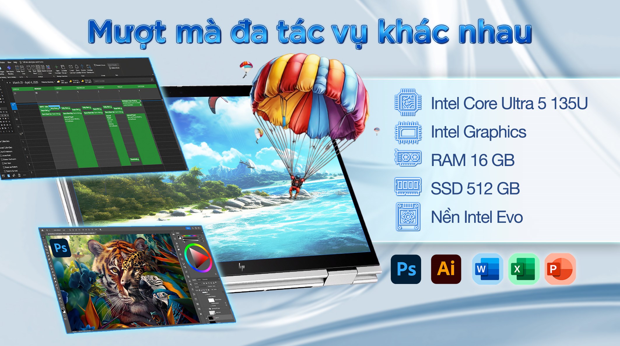 Laptop HP Elitebook X360 830 G11 - A7RB9PT (Ultra 5 135U, 16GB, 512GB, WUXGA, Cảm ứng, Win11 Pro)