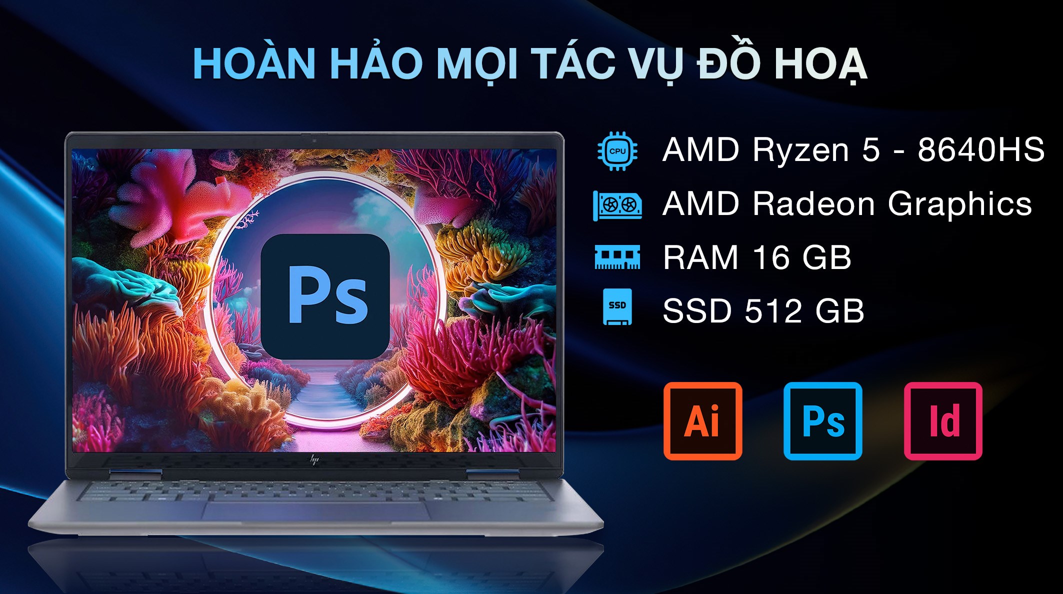 Laptop HP Envy X360 14 fa0097AU - AY8U7PA (R5 8640HS, 16GB, 512GB, 2.8K OLED, Cảm ứng, OfficeHS+365, Win11)