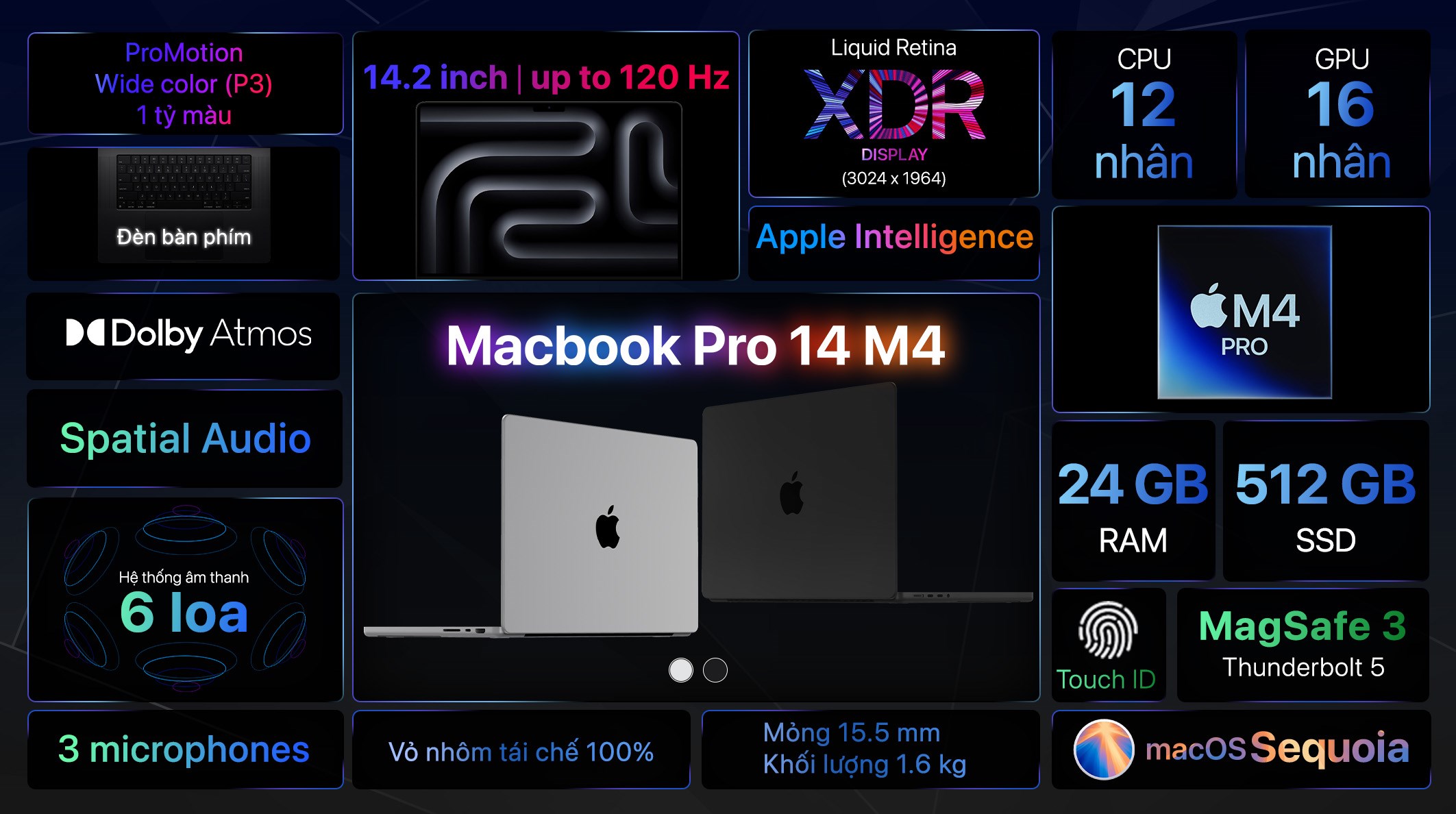 Laptop MacBook Pro 14 inch M4 Pro 24GB/512GB