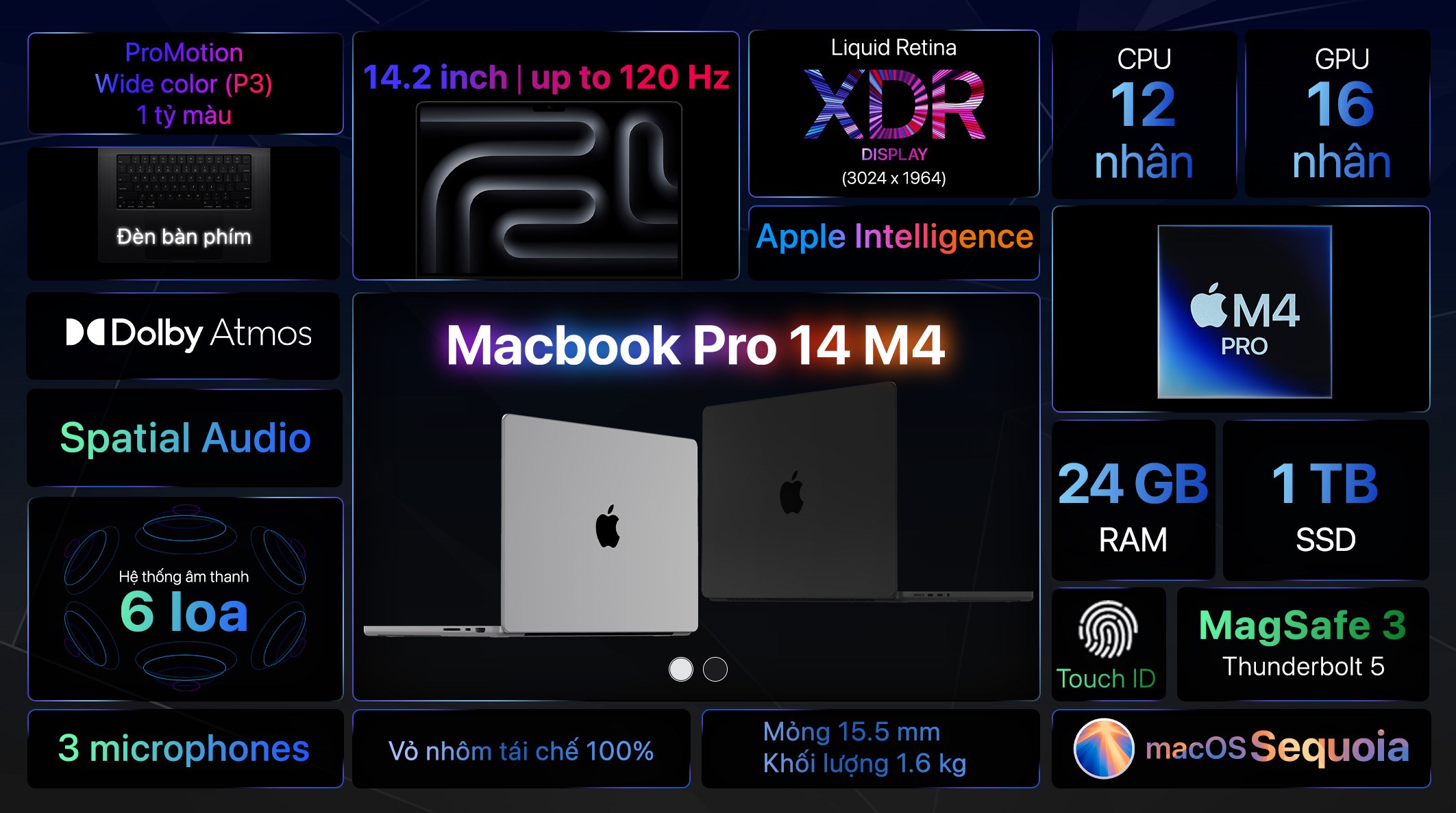 Laptop MacBook Pro 14 inch M4 Pro 24GB/1TB