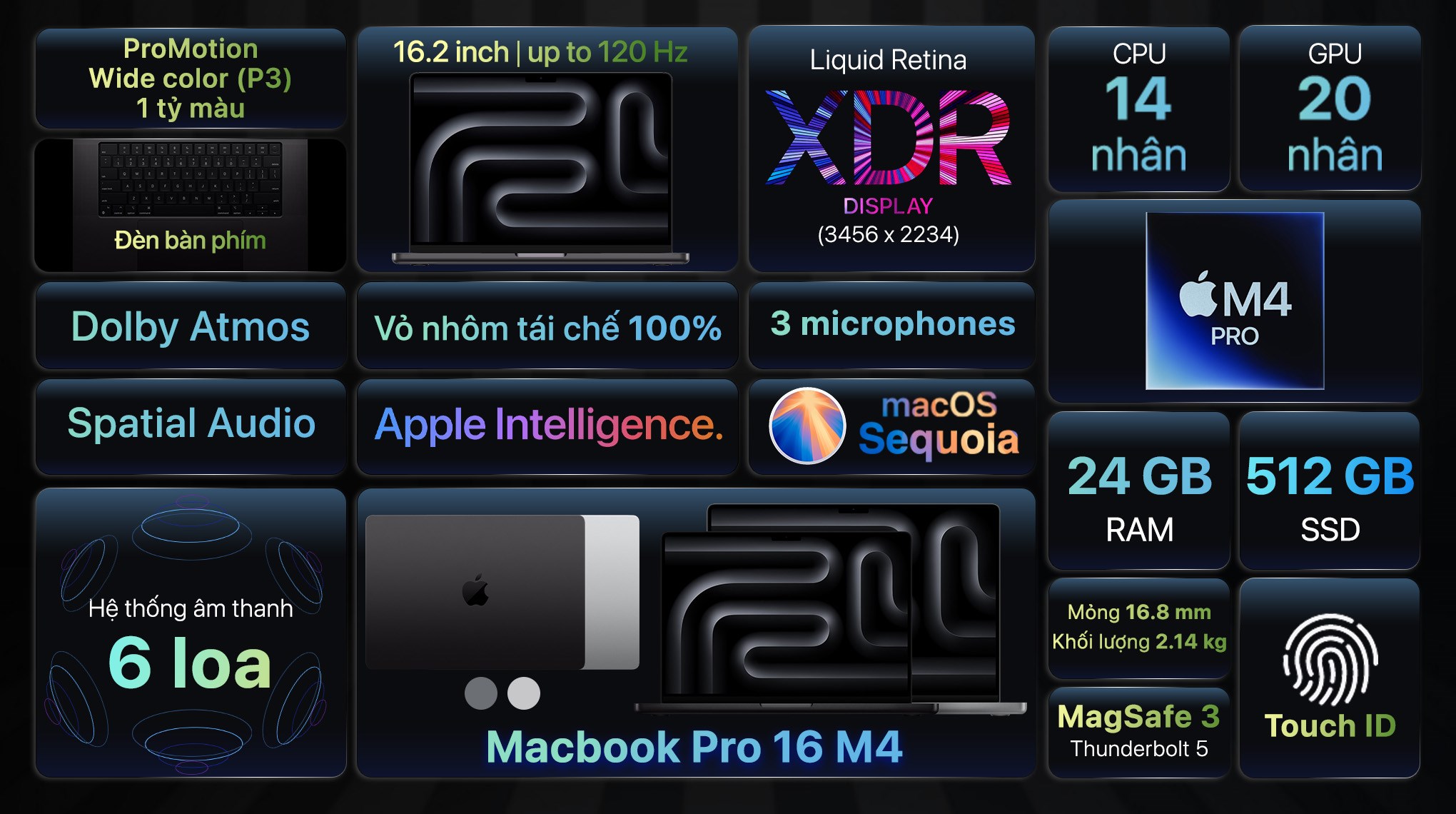 Laptop Apple MacBook Pro 16 inch M4 Pro 24GB/512GB