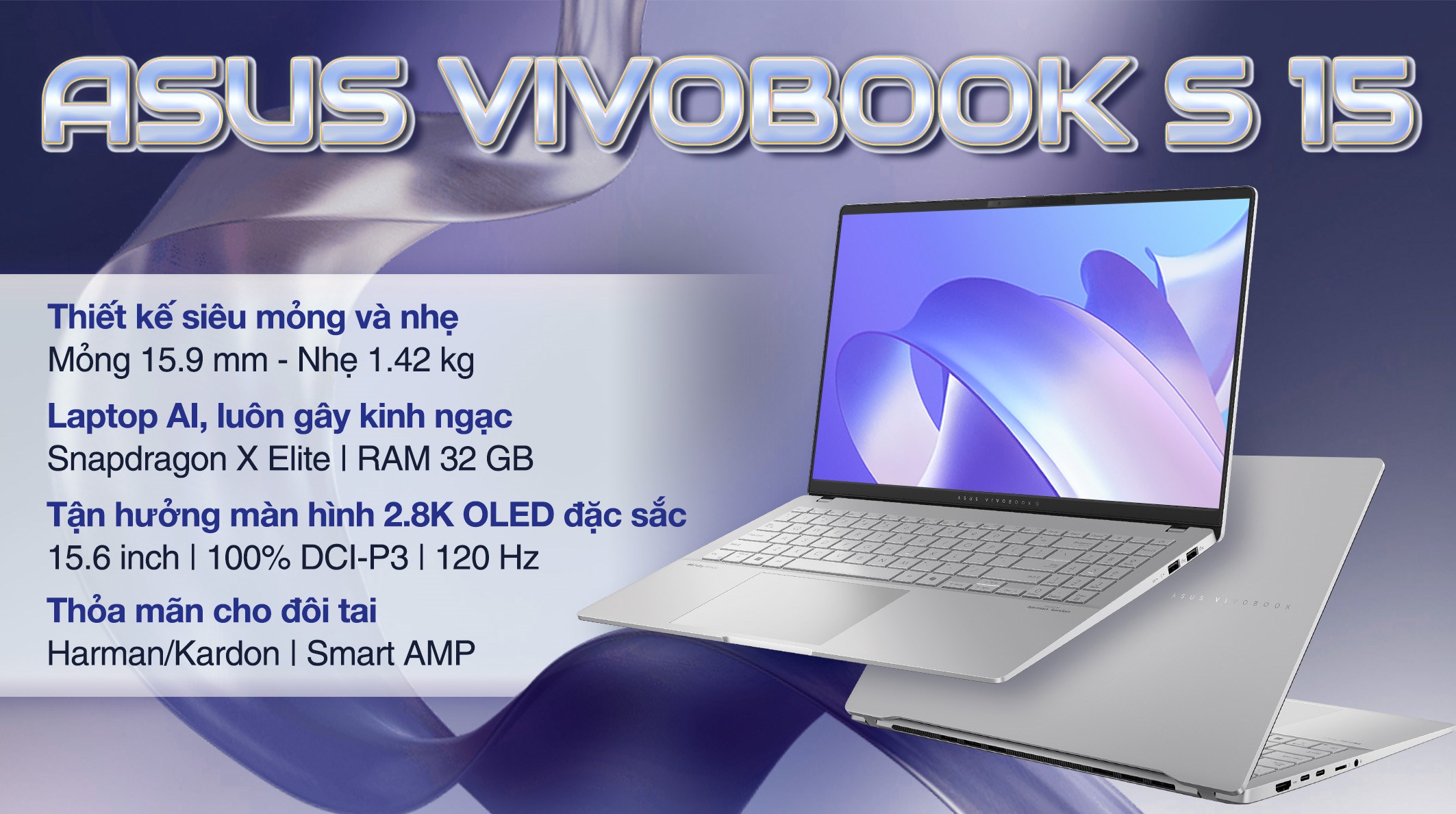 Laptop Asus Vivobook S 15 S5507QA X1E 78 100/32GB/1TB/Win11/OfficeHS (MA090WS)